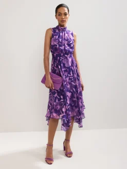Phase Eight Lucinda Spot Dress Purple New