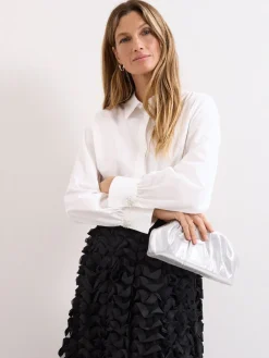 Phase Eight Silver Pouch Clutch Bag Discount