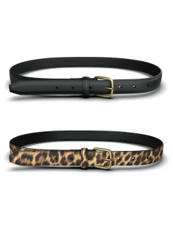 PIECES Black Belts 2 Pack New