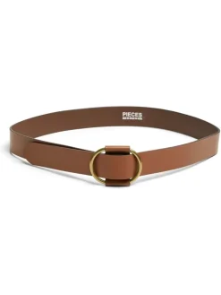 PIECES Brown Leather Belt Clearance