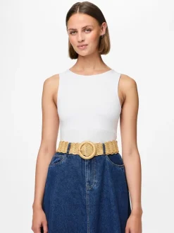 PIECES Brown Raffia Belt Outlet