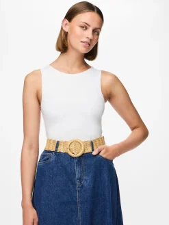 PIECES Brown Raffia Belt Outlet