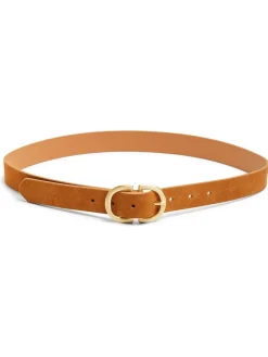PIECES Suede Buckle Belt Brown Discount