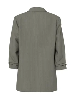 PIECES Green 3/4 Sleeve Pinstripe Blazer Best