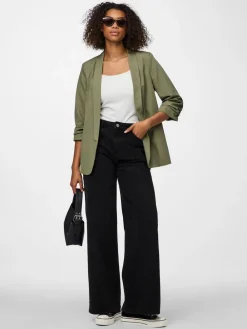 PIECES Green Ruched Sleeve Blazer New