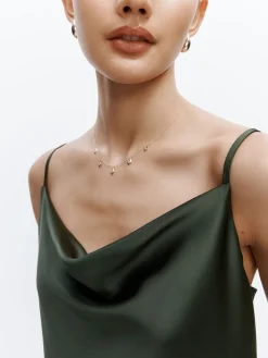 Next Pine Green Satin Cowl Neck Wedding Guest Bridesmaid Maxi Dress