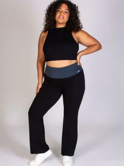 Pineapple Womens Fold Waistband Jersey Trousers Black Charcoal Discount