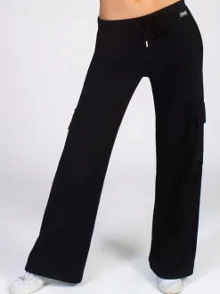 Pineapple Black Womens Cargo Wide Leg Joggers Hot