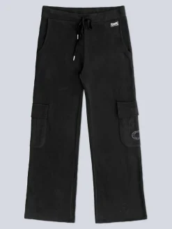 Pineapple Black Womens Cargo Wide Leg Joggers Hot