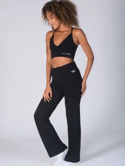 Pineapple Womens Fold Waistband Jersey Trousers Black