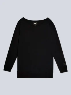 Pineapple Womens Off Shoulder Longline Sweatshirt Black New