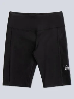 Pineapple Black Womens Rib Cycling Shorts with Pocket Sale