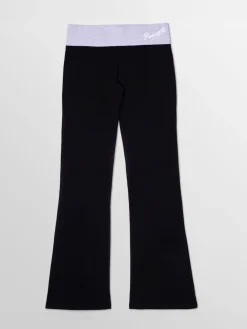 Pineapple Womens Contrast Band Bootcut Jersey Trousers Black/Grey Hot