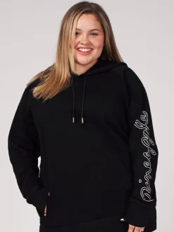 Pineapple Dark Black Longline Hoodie Clearance