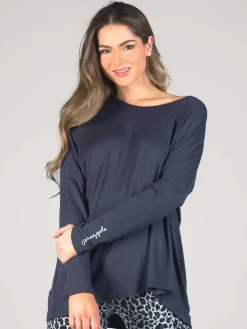 Pineapple Grey Womens Script Long Sleeves Top Hot