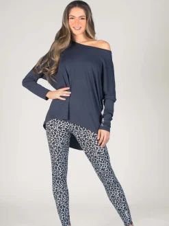 Pineapple Grey Womens Script Long Sleeves Top Hot
