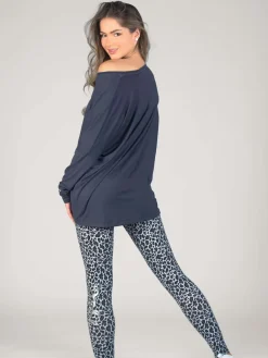 Pineapple Grey Womens Script Long Sleeves Top Hot