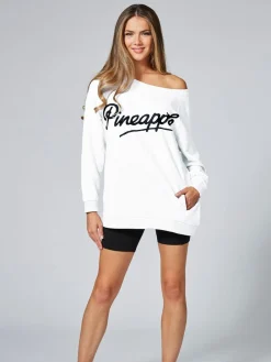 Pineapple White Oversized Monster Sweatshirt New