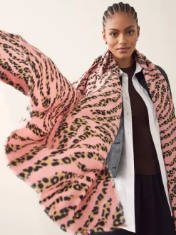 Next Pink Animal Midweight Scarf