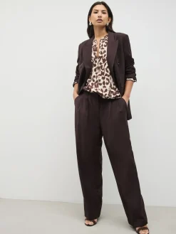 Next Pink Animal Print Long Sleeve V-Neck Blouse Clearance