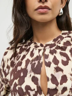 Next Pink Animal Print Long Sleeve V-Neck Blouse Clearance