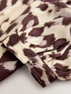 Next Pink Animal Print Long Sleeve V-Neck Blouse Clearance