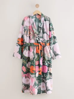Next Pink Benjamin Macgregor Scene Print Satin Dressing Gown Outlet