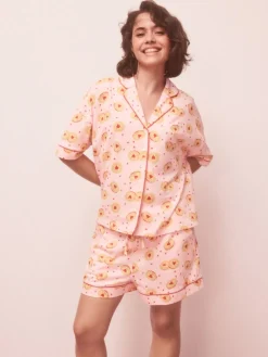 Next Pink Biscuit Jersey Button Through Short Pyjamas Set Best