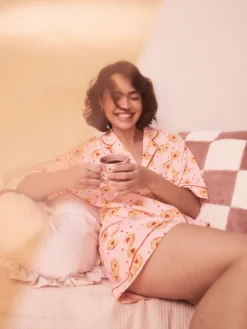 Next Pink Biscuit Jersey Button Through Short Pyjamas Set Best