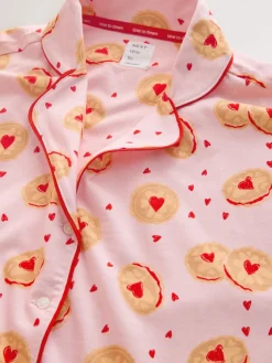 Next Pink Biscuit Jersey Button Through Short Pyjamas Set Best