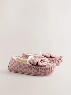 Next Pink Check Heart Moccasin Slippers Best