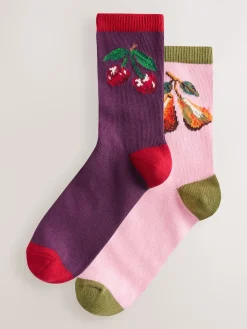 Next Pink Cherries Warm Handle Cotton Ankle Socks 2 Pack Best