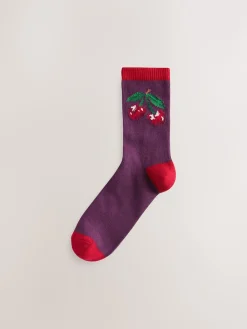 Next Pink Cherries Warm Handle Cotton Ankle Socks 2 Pack Best