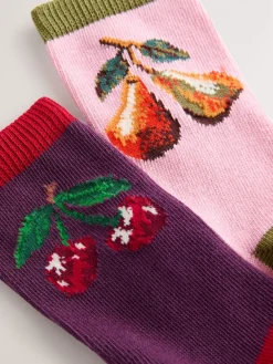 Next Pink Cherries Warm Handle Cotton Ankle Socks 2 Pack Best