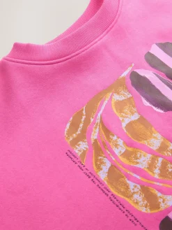 Next Cotton Rich Fruit Art Graphic Longsleeve Crewneck Sweatshirt Pink Outlet