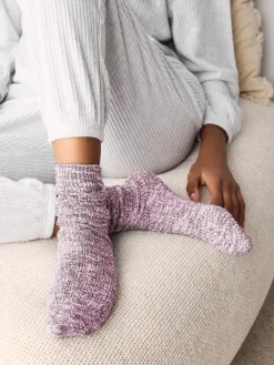 Next Cotton Slub Slouchy Ankle Socks 3 Pack Pink New
