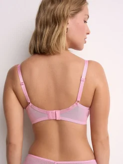 Next DD+ Lace Lightly Padded Plunge Bra Pink Outlet