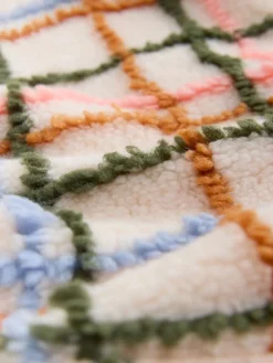 Next Pink/ Ecru Check Soft Touch Cosy Teddy Borg Quarter Zip Fleece New