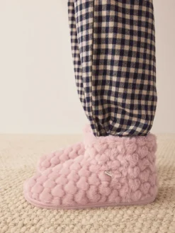 Next Faux Fur Heart Slipper Boots Pink Best