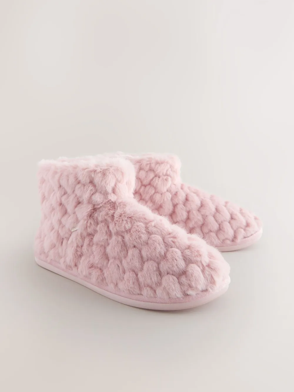 Next Faux Fur Heart Slipper Boots Pink Best