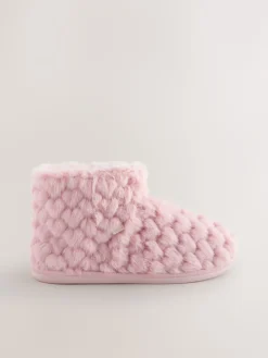 Next Faux Fur Heart Slipper Boots Pink Best