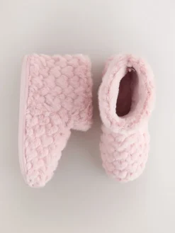 Next Faux Fur Heart Slipper Boots Pink Best