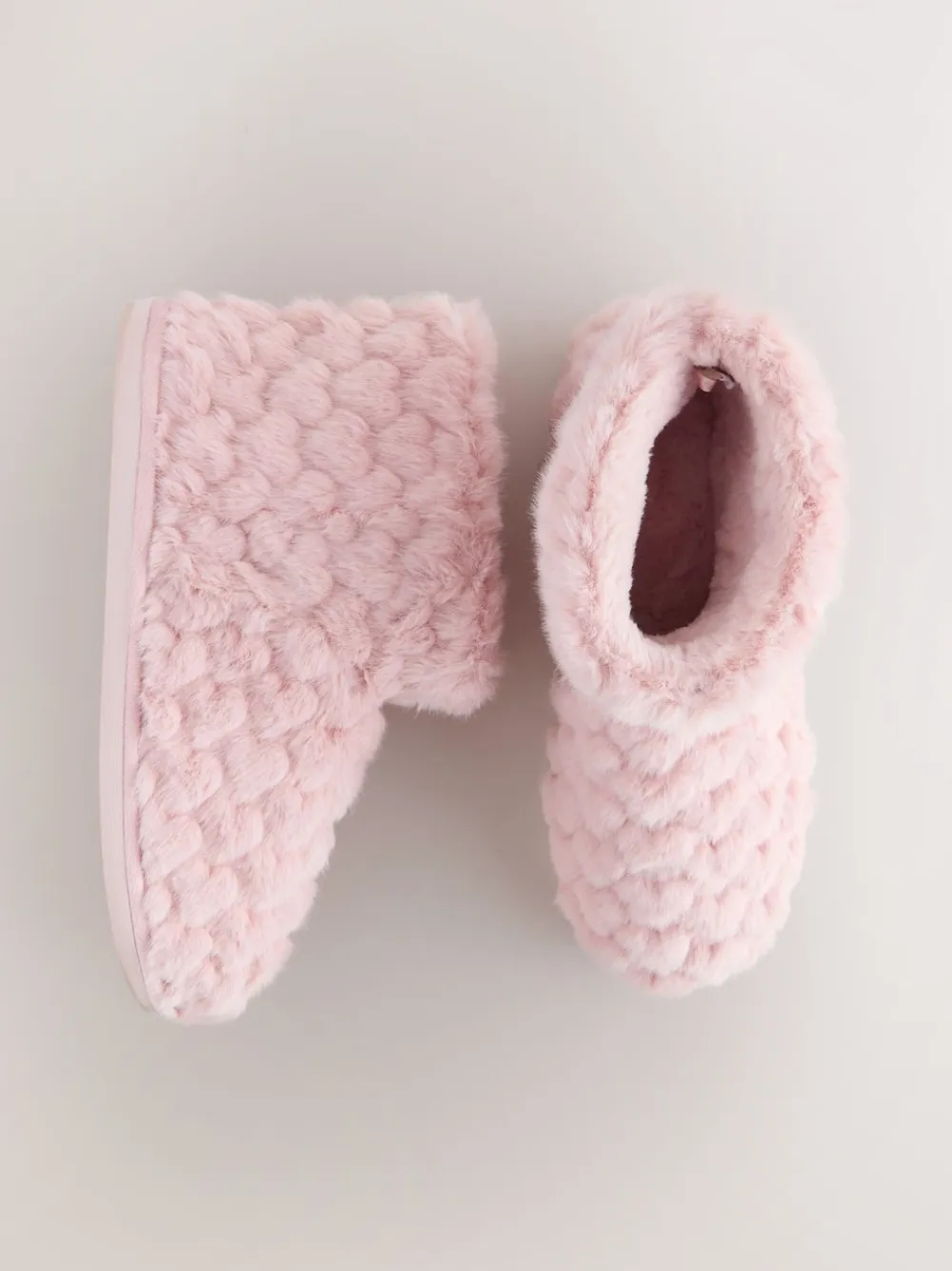 Next Faux Fur Heart Slipper Boots Pink Best