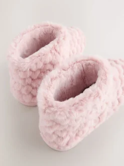 Next Faux Fur Heart Slipper Boots Pink Best