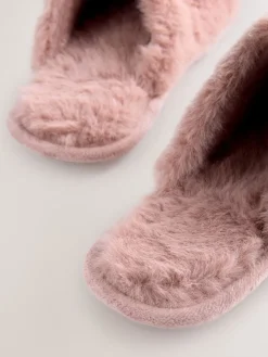 Next Faux Fur Mule Slippers Pink Outlet