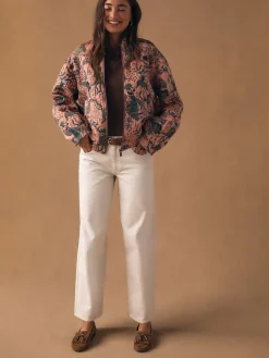 Next Floral Jacquard Bomber Jacket Pink Outlet