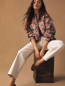 Next Floral Jacquard Bomber Jacket Pink Outlet