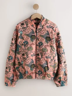 Next Floral Jacquard Bomber Jacket Pink Outlet