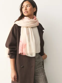 Next Pink Floral Print Plisse Lightweight Scarf Sale