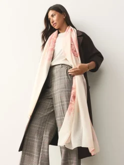 Next Pink Floral Print Plisse Lightweight Scarf Sale